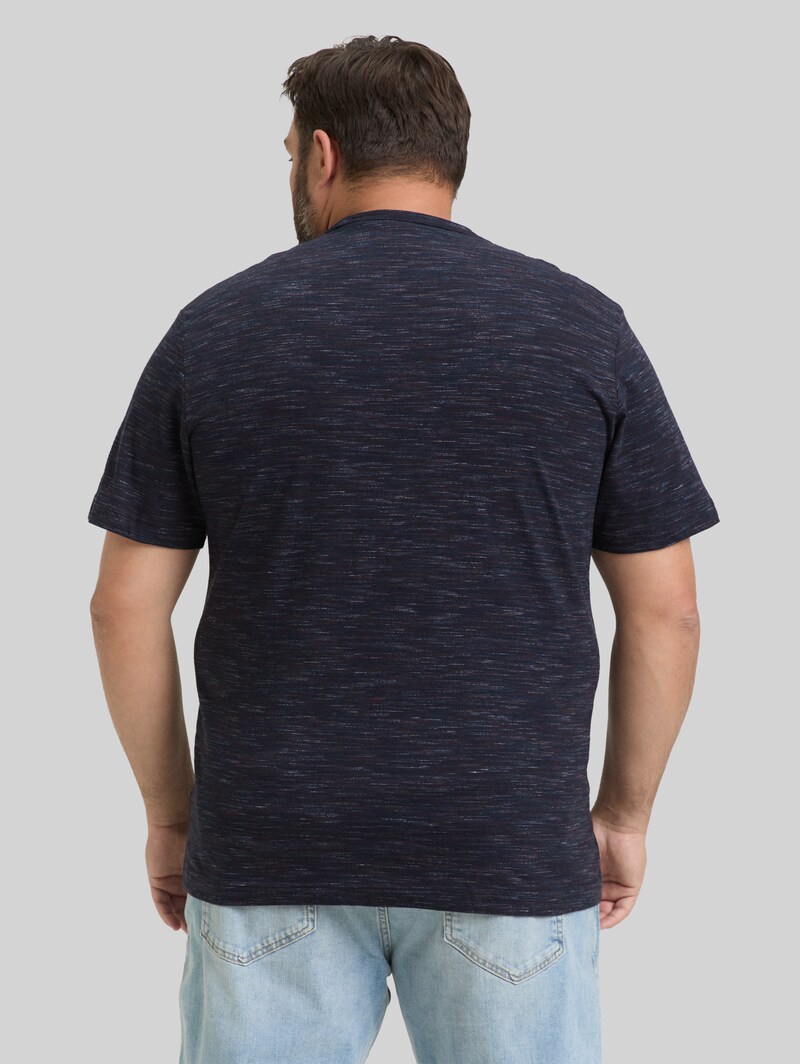 Tom Tailor Plus Size - T-Shirt in Melange-Optik mit Brusttasche - Navy Red Multi Inject
