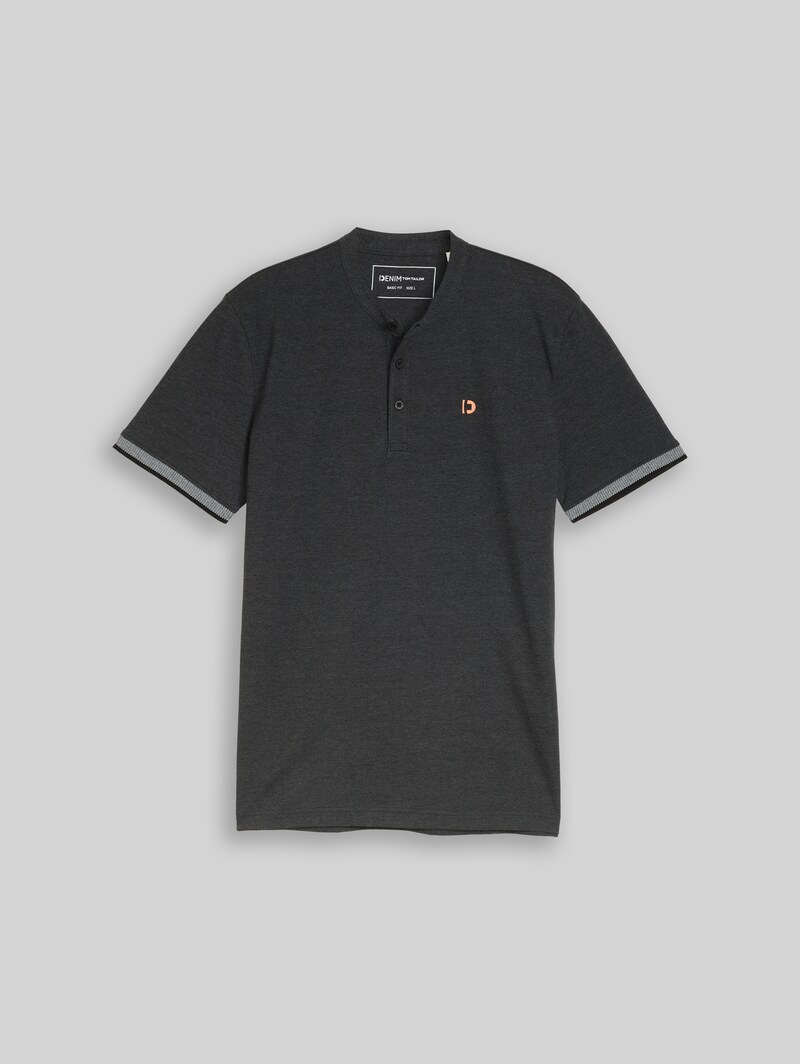 Tom Tailor Piqué Poloshirt mit Stehkragen - Black