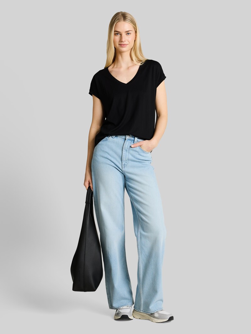 Tom Tailor T-Shirt mit V-Ausschnitt - Deep Black