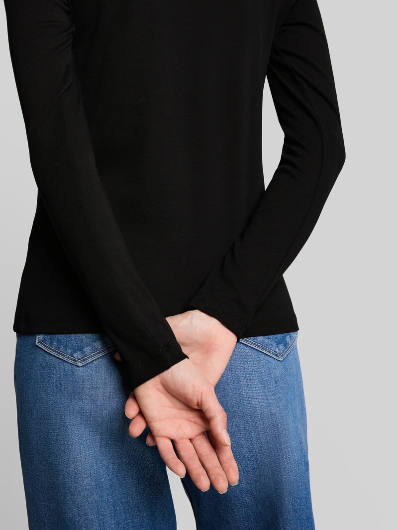 Tom Tailor Slim Fit Langarmshirt mit U-Boot-Ausschnitt - Deep Black
