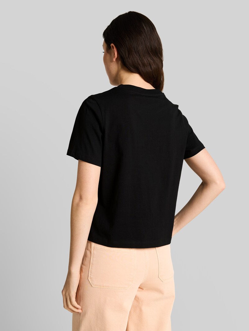 Tom Tailor Loose Fit T-Shirt mit Stickerei - Deep Black