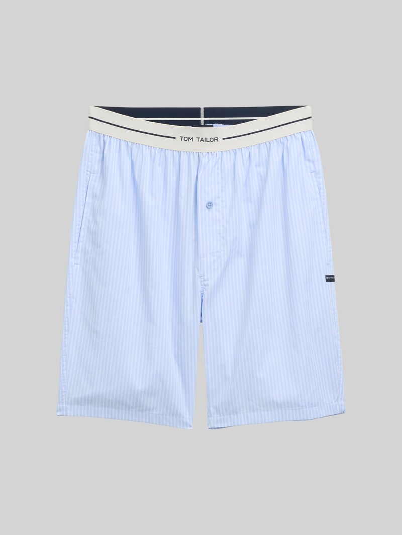 Tom Tailor Pyjama-Shorts aus Baumwolle mit Streifenmuster - Blue-light-stripe