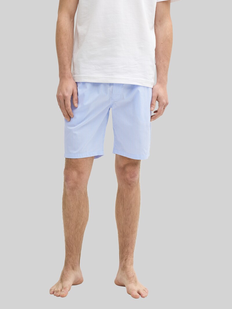 Tom Tailor Pyjama-Shorts aus Baumwolle mit Streifenmuster - Blue-light-stripe