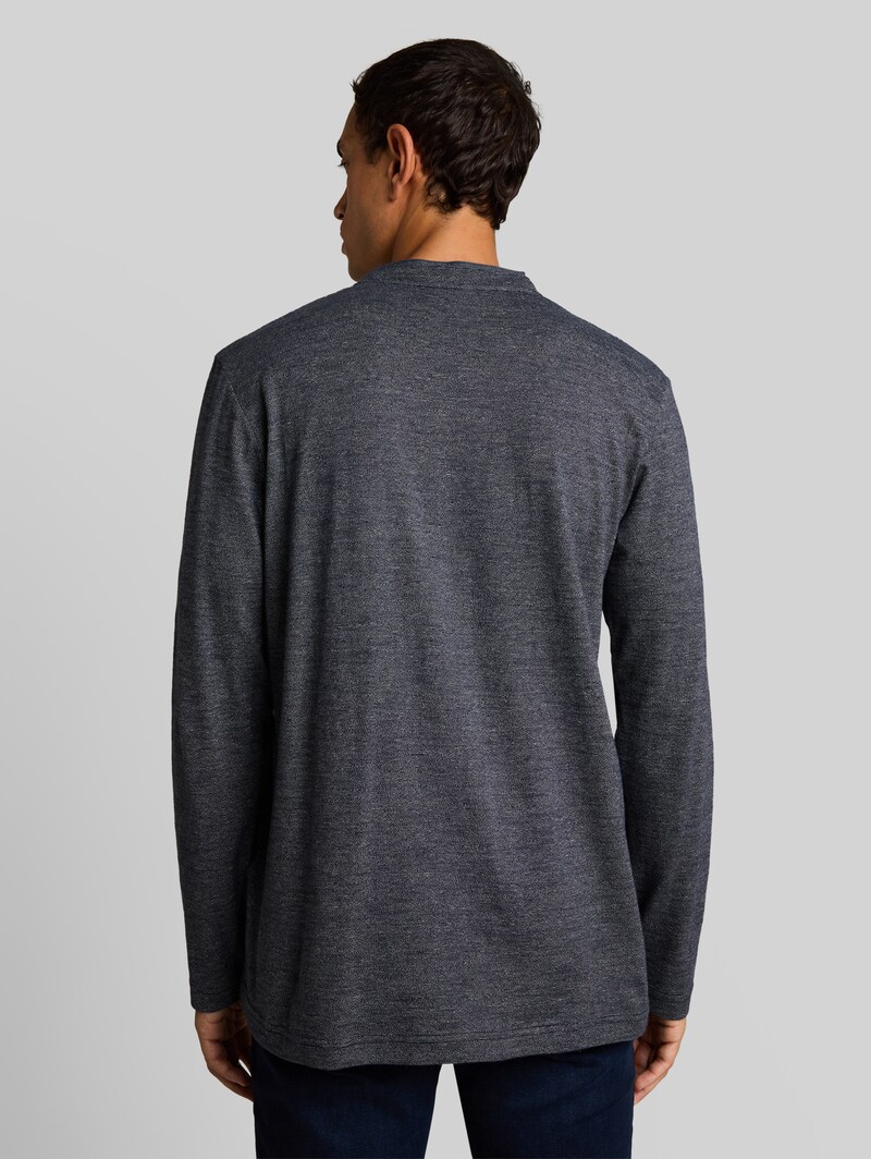 Tom Tailor Serafino Langarmshirt mit Brusttasche - Navy Gardenia White Injected