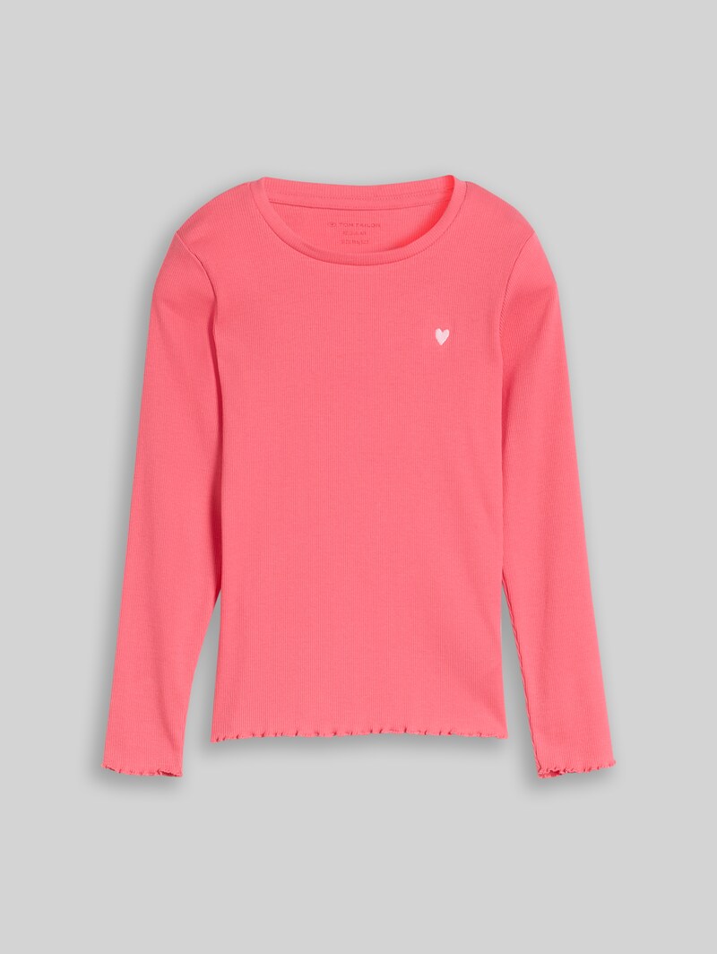 Tom Tailor Langarmshirt mit Rippstruktur - Pink Dream