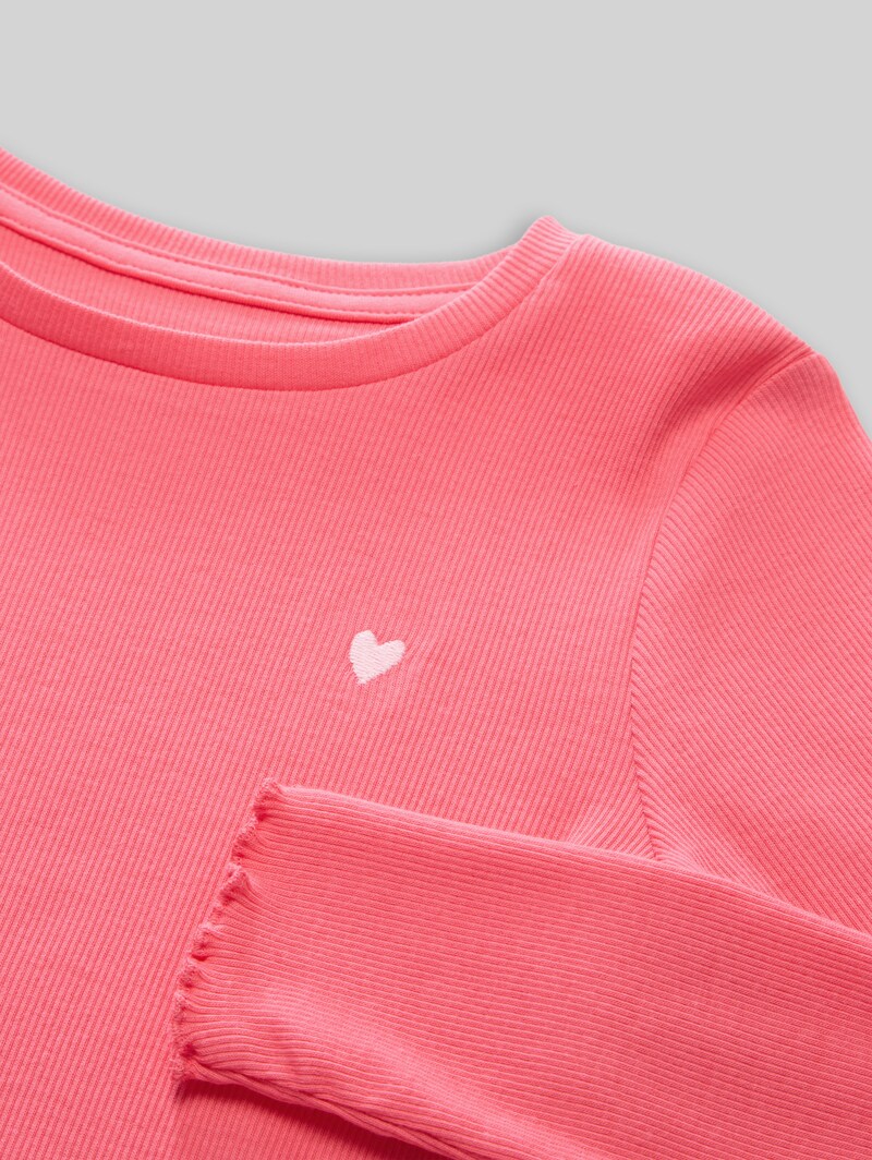 Tom Tailor Langarmshirt mit Rippstruktur - Pink Dream