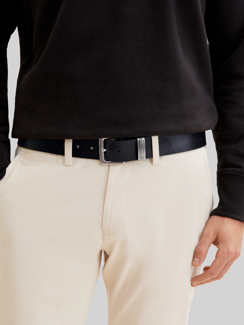 Tom Tailor TTHARRY Ledergürtel mit eckiger Dornschließe - Black Uni Tom Tailor TTHARRY Ledergürtel mit eckiger Dornschließe - Black Uni