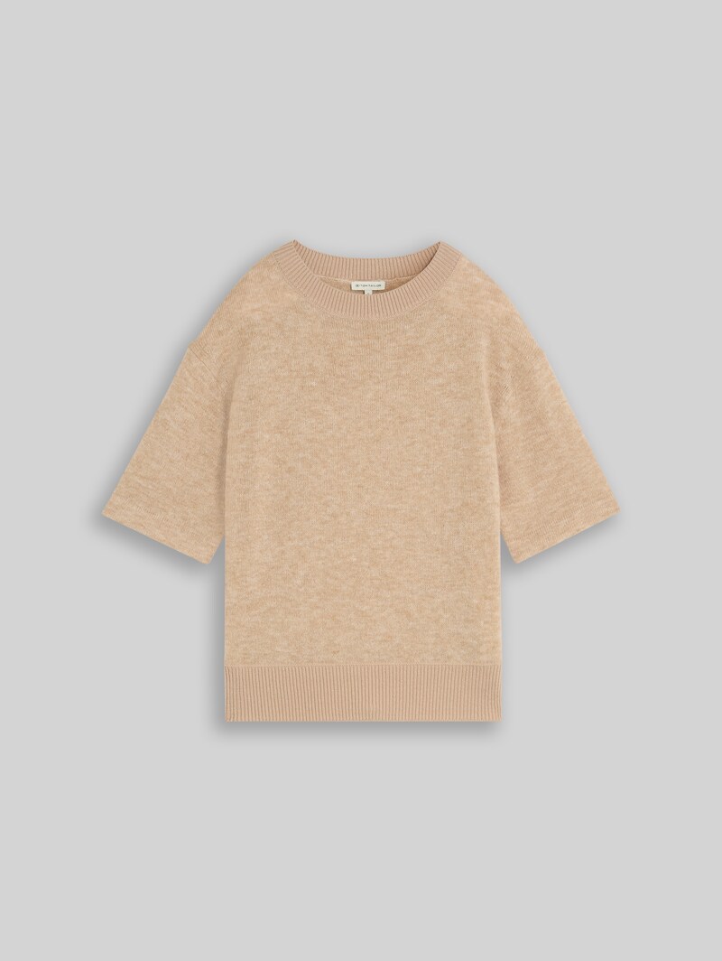 Tom Tailor Cosy Strickpullover mit Alpaka-Anteil - Gravel Beige Melange