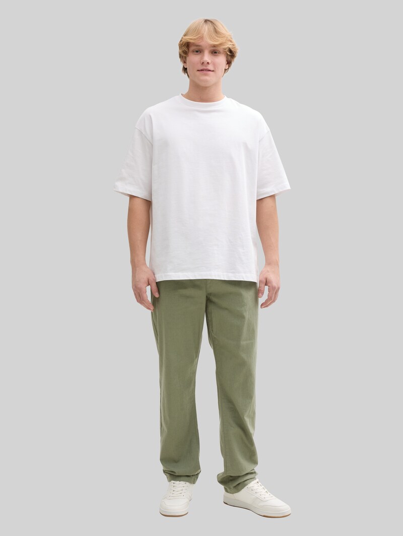 Tom Tailor Loose Fit Hose mit Leinenanteil - Tree Moss Green