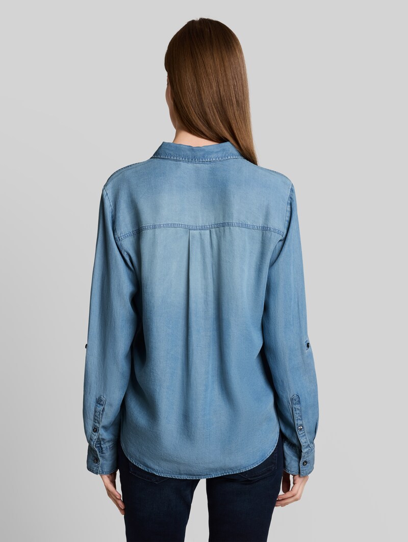 Tom Tailor Bluse mit TENCEL™ Lyocell - Clean Mid Stone Blue Denim
