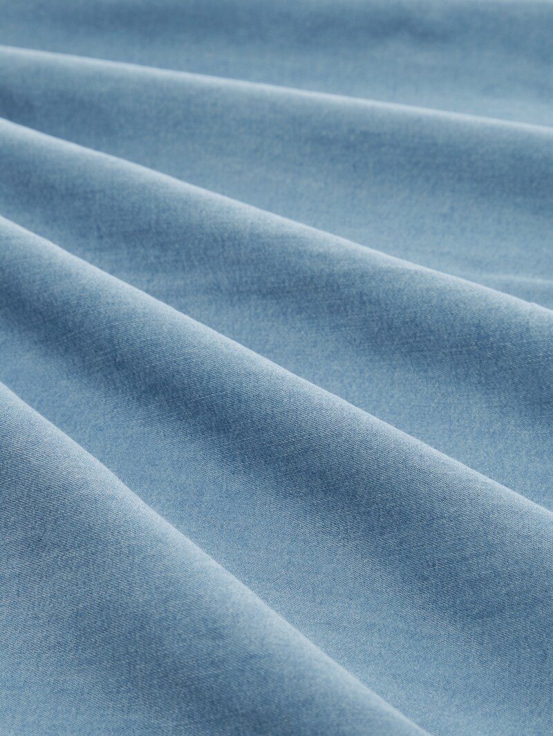 Tom Tailor Bluse mit TENCEL™ Lyocell - Clean Mid Stone Blue Denim