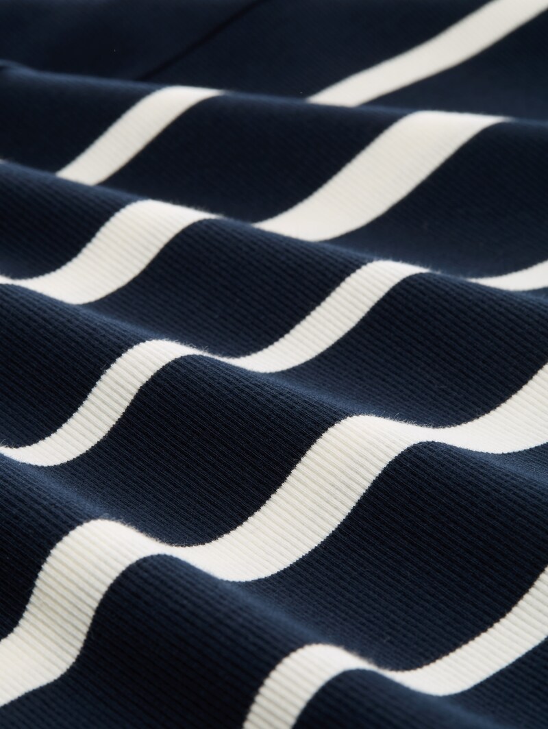 Tom Tailor Ripp Langarmshirt mit Streifenmuster - Blue Offwhite Irregular Stripe