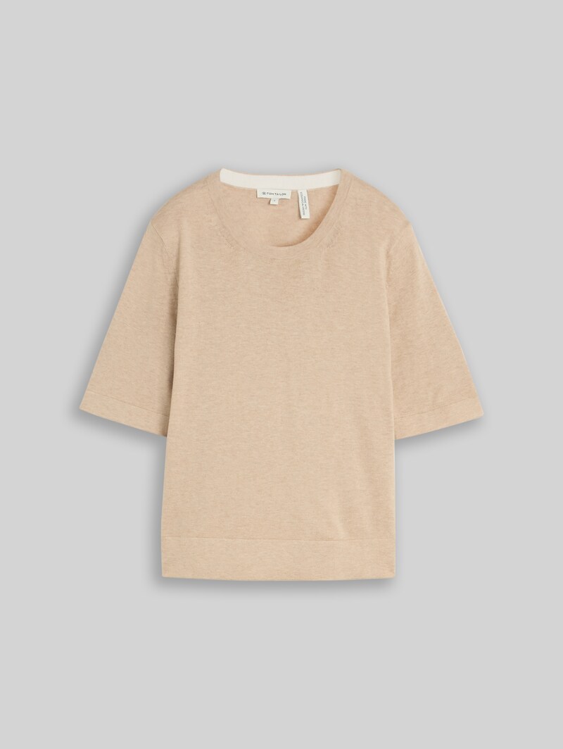 Tom Tailor Strickpullover mit Seidenanteil - Gravel Beige Melange