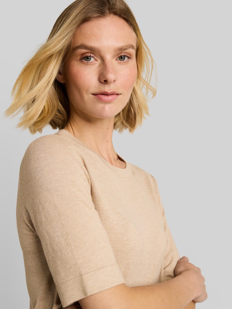 Tom Tailor Strickpullover mit Seidenanteil - Gravel Beige Melange