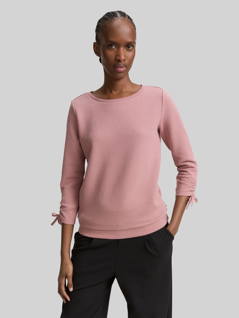 Tom Tailor Slim Fit Sweatshirt mit Raffärmeln - Antique Rose Tom Tailor Slim Fit Sweatshirt mit Raffärmeln - Antique Rose
