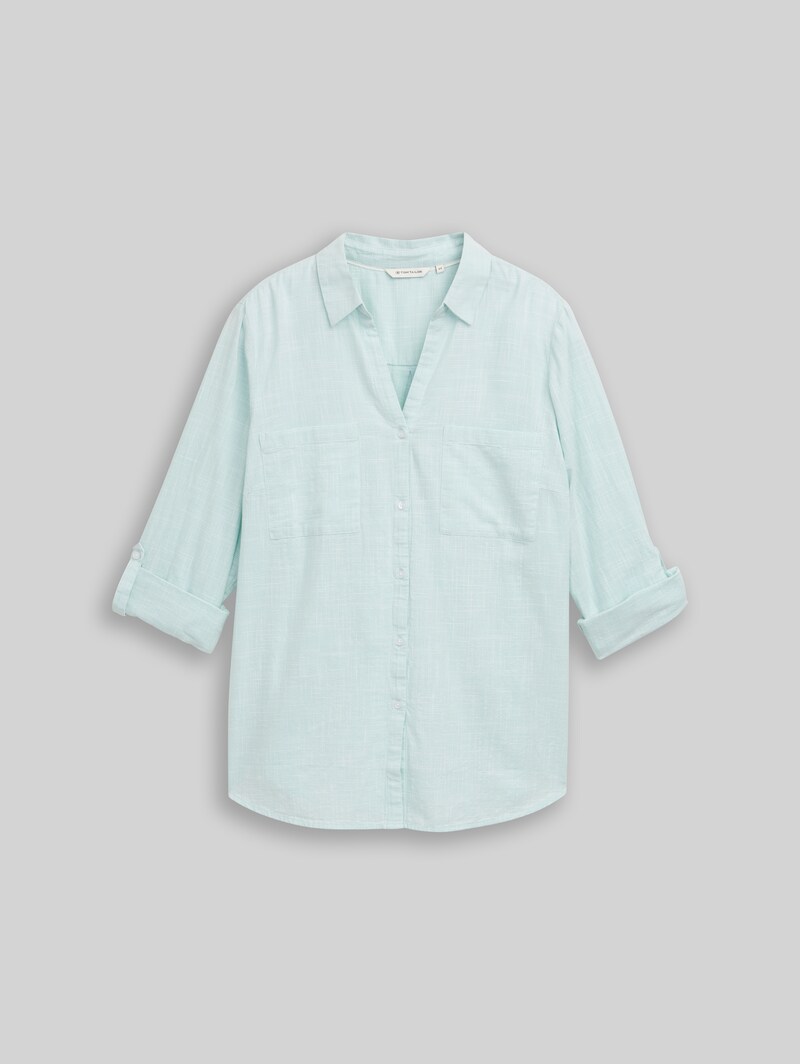 Tom Tailor Plus Size - Bluse mit Brusttaschen - New Blue Haze