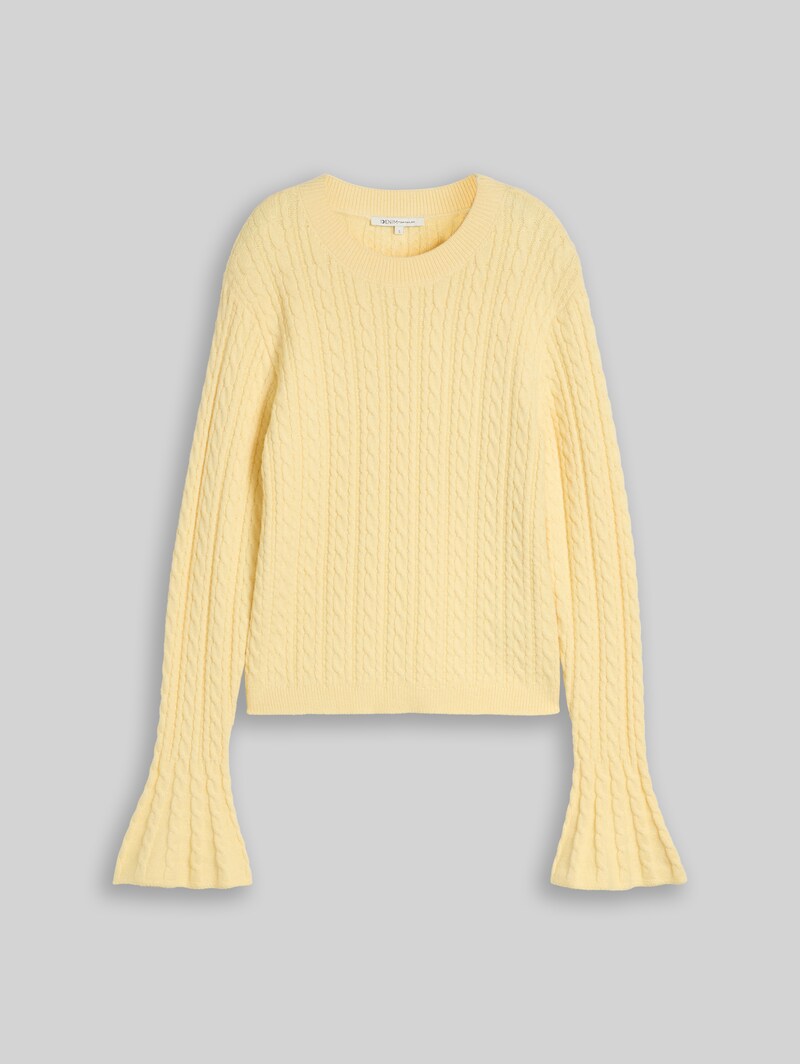 Tom Tailor Strickpullover mit Zopfmuster - Soft Vanilla Yellow