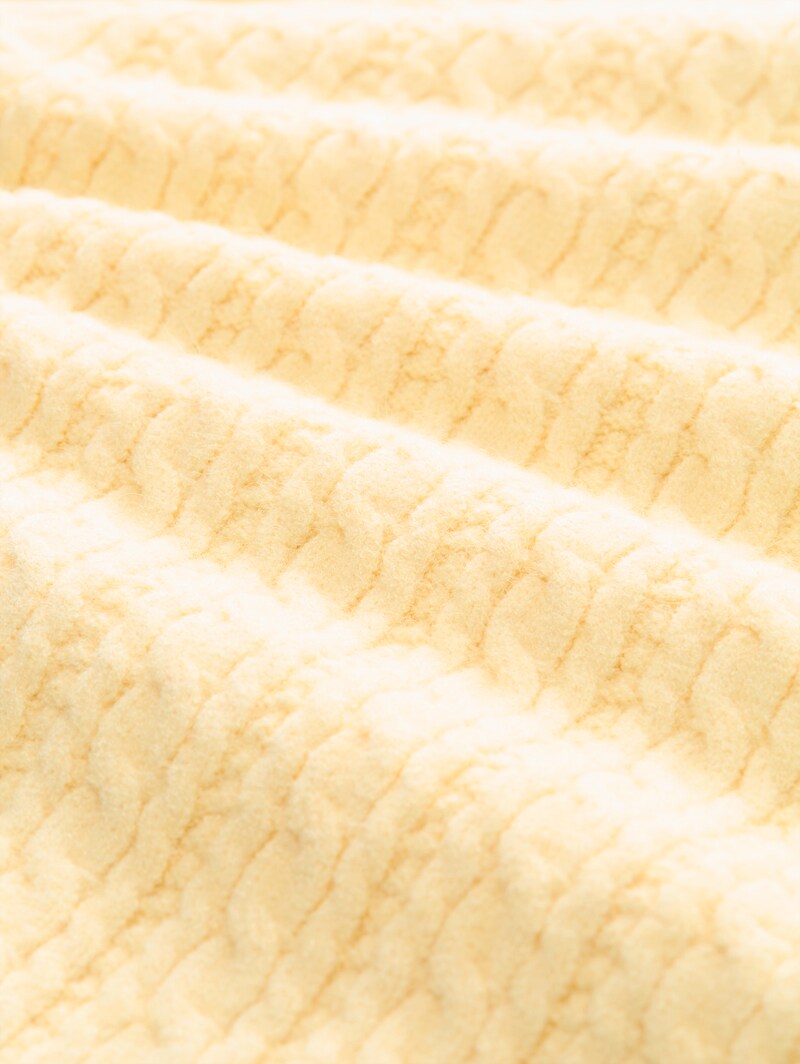 Tom Tailor Strickpullover mit Zopfmuster - Soft Vanilla Yellow