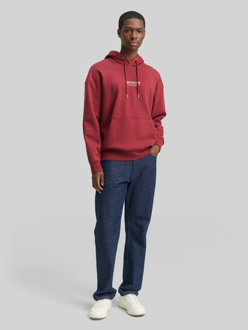 Tom Tailor Relaxed Hoodie Sweatshirt mit Logo-Print - Burnt Russet