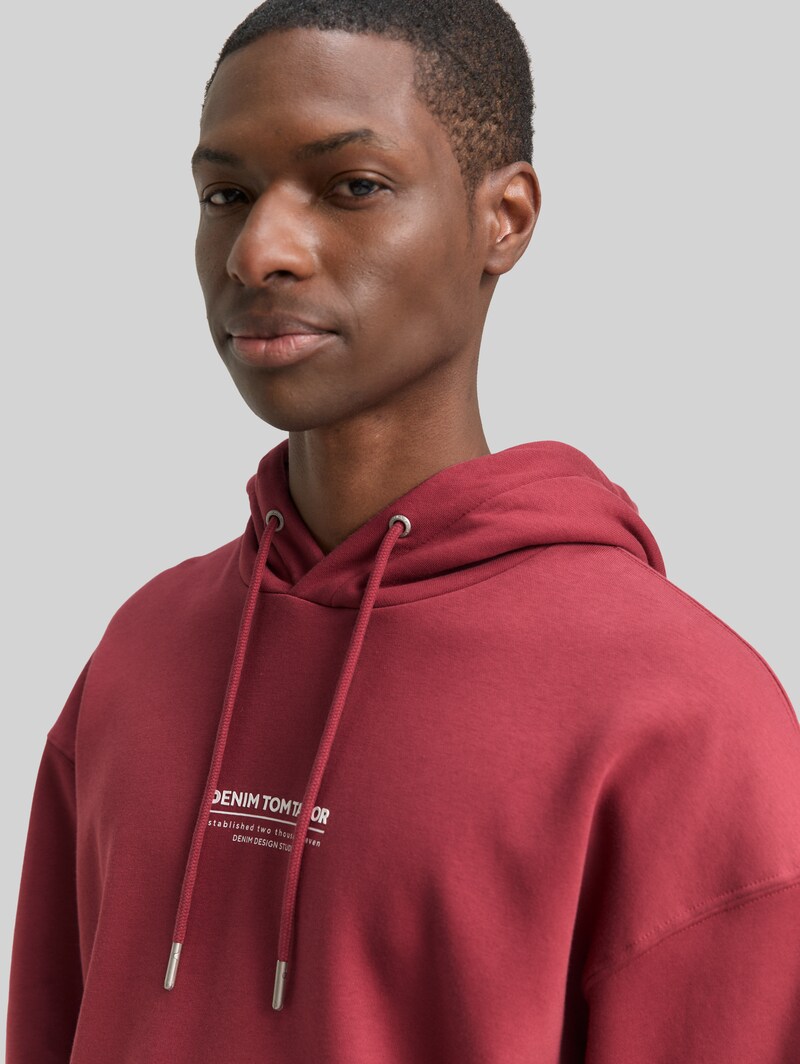 Tom Tailor Relaxed Hoodie Sweatshirt mit Logo-Print - Burnt Russet