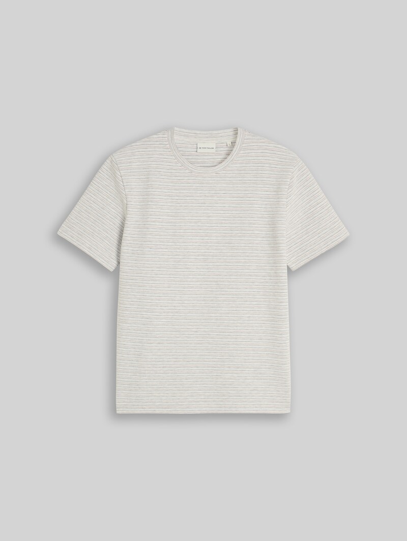 Tom Tailor T-Shirt mit Streifenmuster - White Brown Navy Stripes