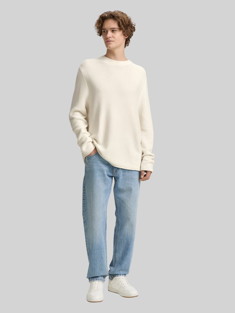 Tom Tailor Relaxed Fit Strickpullover - Gardenia White