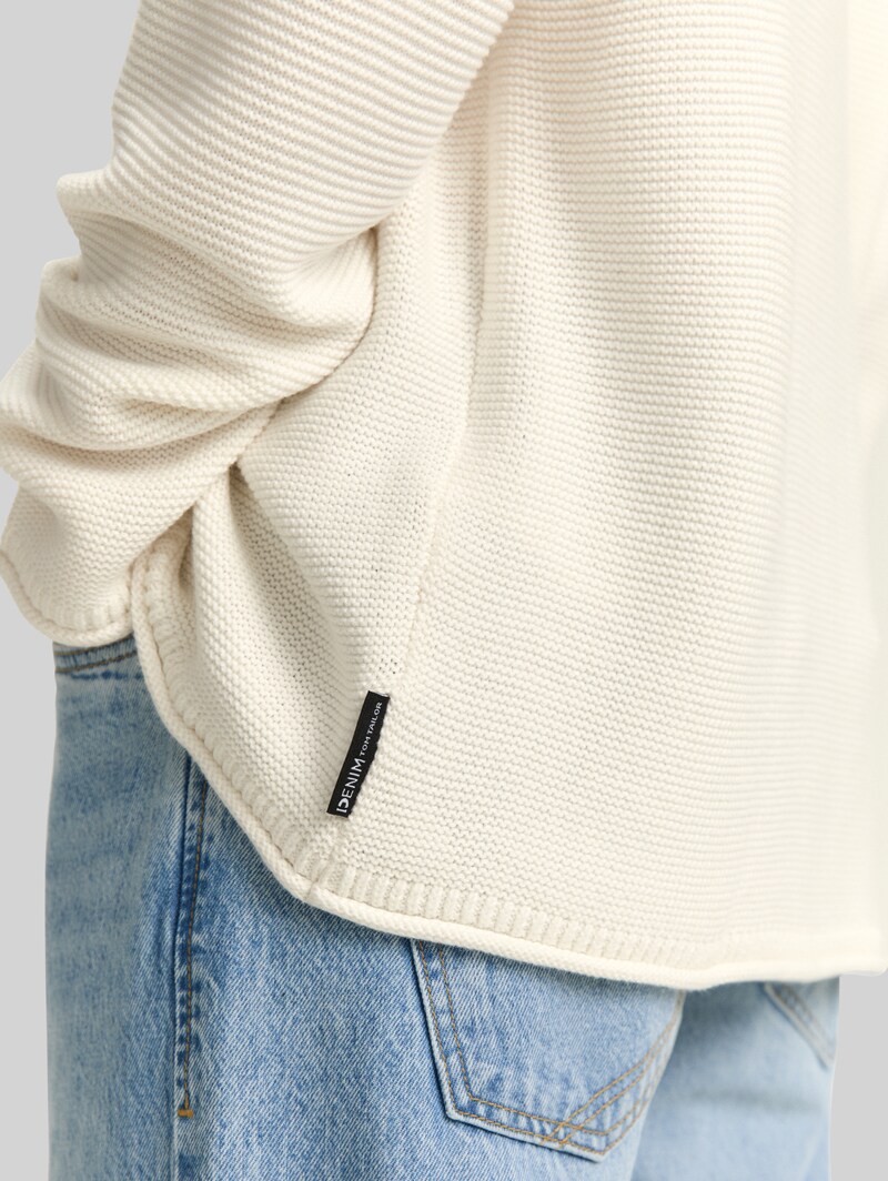 Tom Tailor Relaxed Fit Strickpullover - Gardenia White