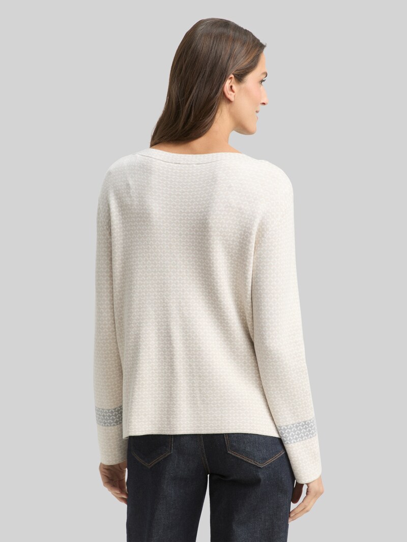 Tom Tailor Loose Fit Jacquard Strickpullover - Mini Argyle On Beige Melange