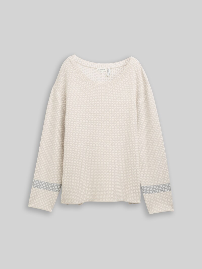 Tom Tailor Loose Fit Jacquard Strickpullover - Mini Argyle On Beige Melange