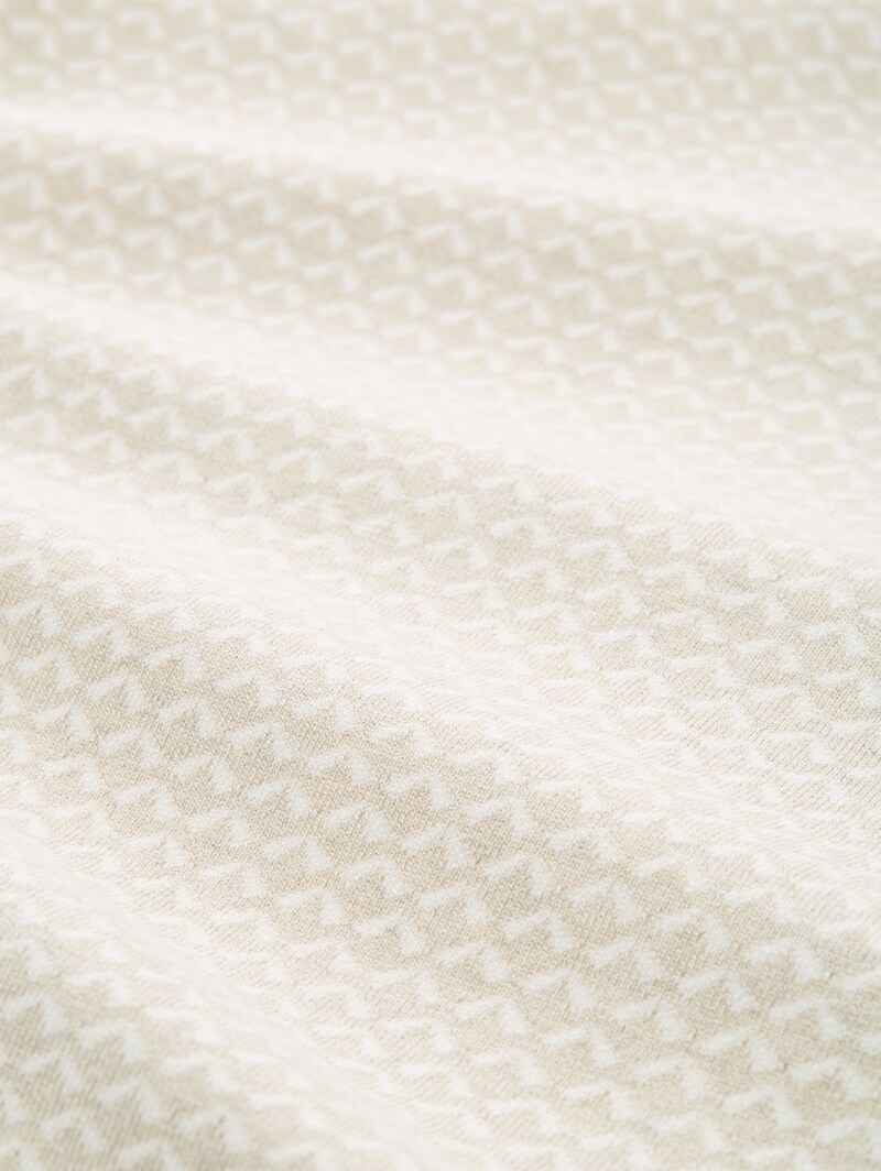 Tom Tailor Loose Fit Jacquard Strickpullover - Mini Argyle On Beige Melange
