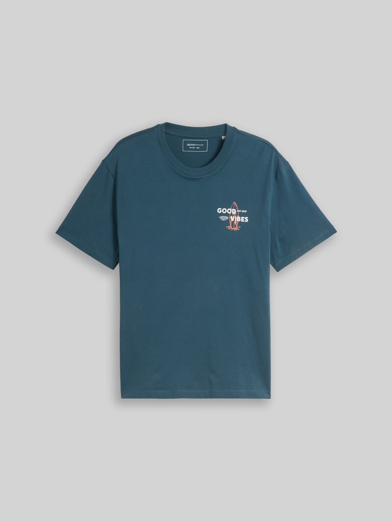 Tom Tailor Relaxed Fit T-Shirt mit Rückenprint - Tide Petrol