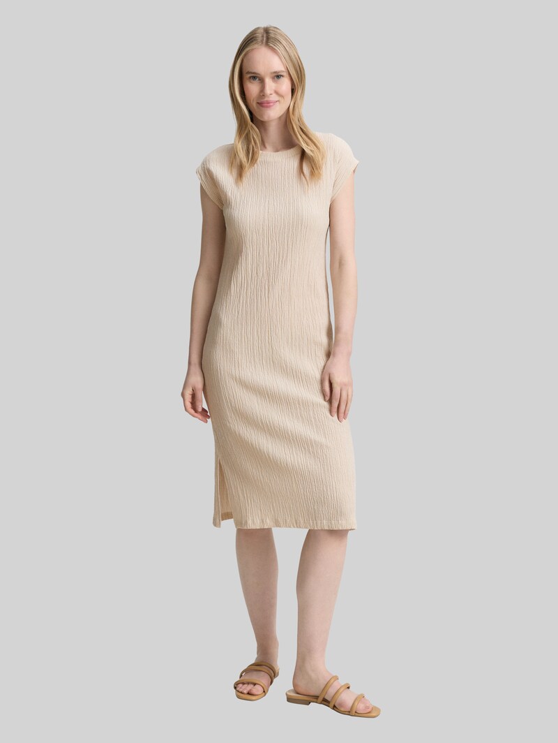 Tom Tailor Crinkle Kleid - Champagne Structure