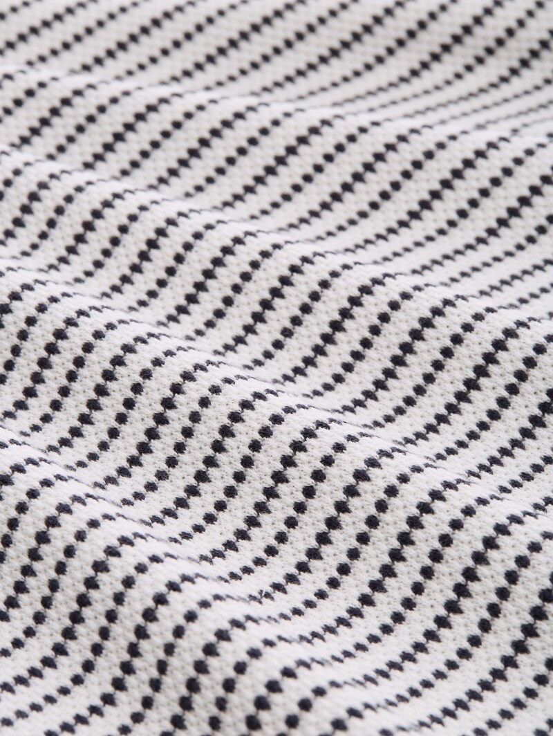 Tom Tailor Jacquard T-Shirt aus Baumwolle - Navy Offwhite Structure Stripe