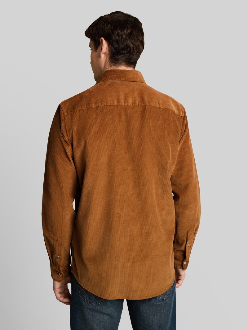 Tom Tailor Regular Fit Cordhemd mit Brusttasche - Bright Camel Brown