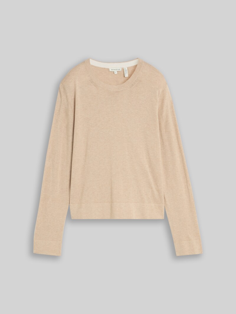 Tom Tailor Strickpullover mit Seidenanteil - Gravel Beige Melange