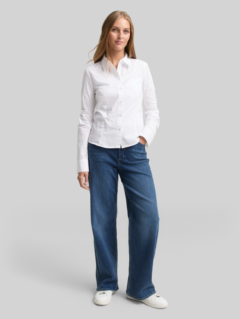 Tom Tailor Fitted Hemdbluse aus Baumwolle - White