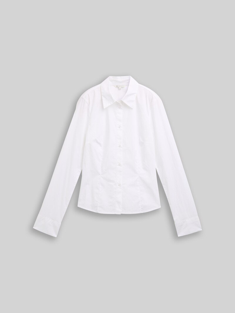 Tom Tailor Fitted Hemdbluse aus Baumwolle - White