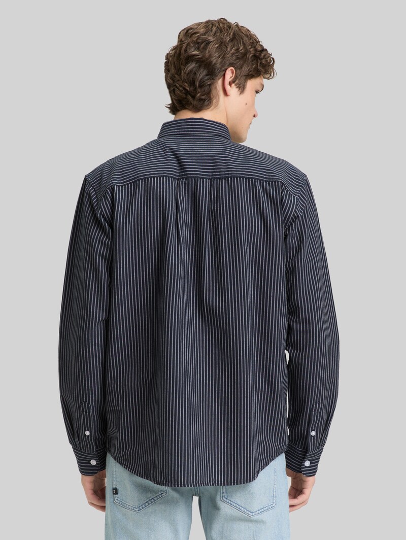 Tom Tailor Relaxed Fit Hemd aus Baumwolle - Navy Blue Stripe