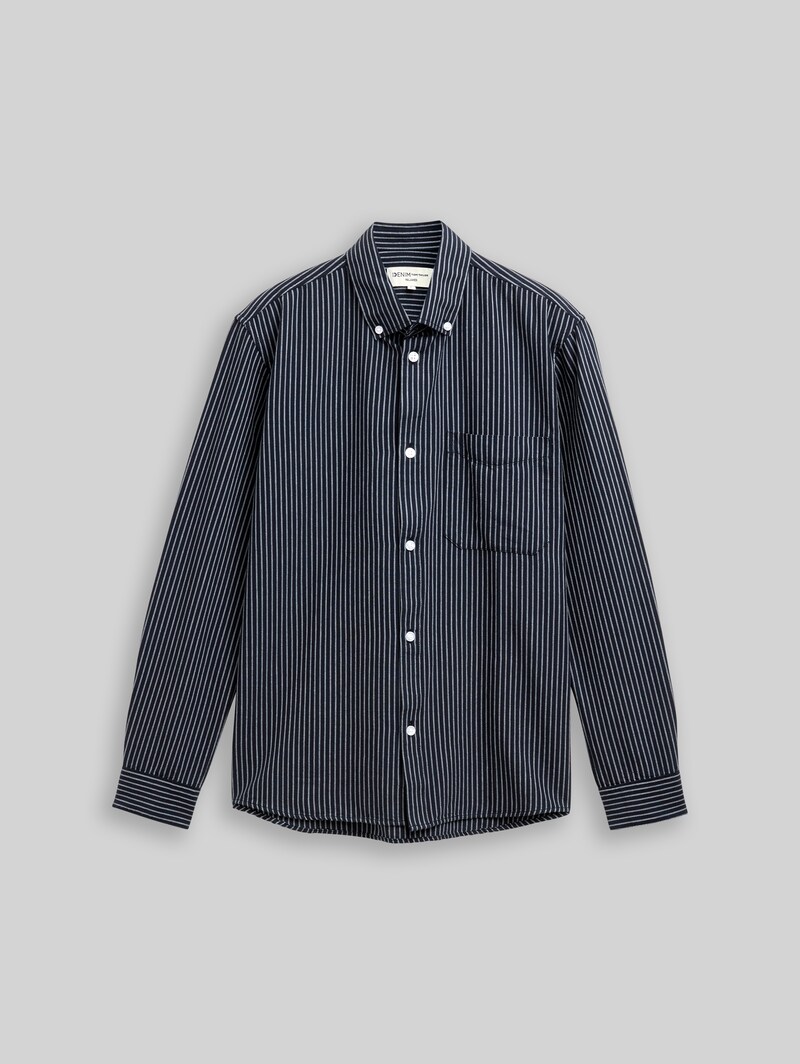 Tom Tailor Relaxed Fit Hemd aus Baumwolle - Navy Blue Stripe