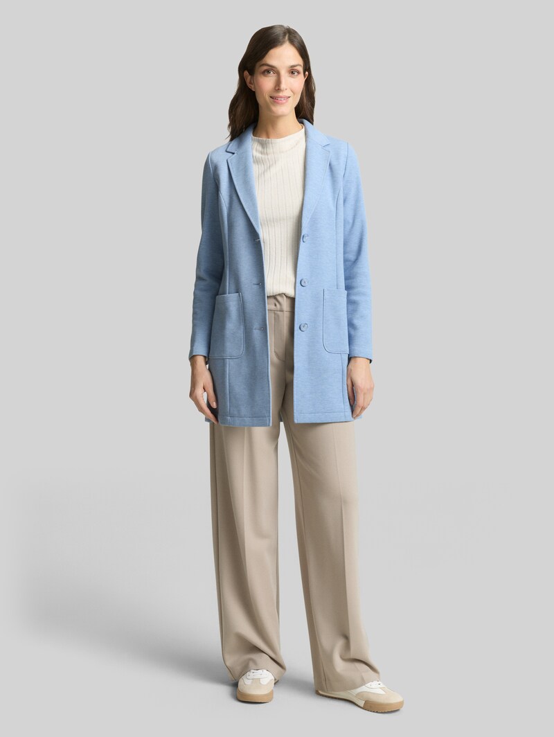 Tom Tailor Slim Fit Mantel mit aufgesetzten Taschen - Fjord Blue Melange Pique