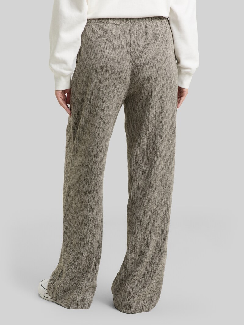 Tom Tailor Wide Leg Hose - Beige Black Structure Tom Tailor Wide Leg Hose - Beige Black Structure
