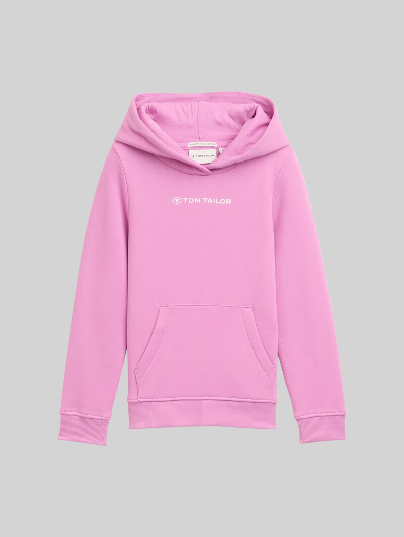 Tom Tailor Hoodie Sweatshirt mit Logo-Print - Flashy Mauve