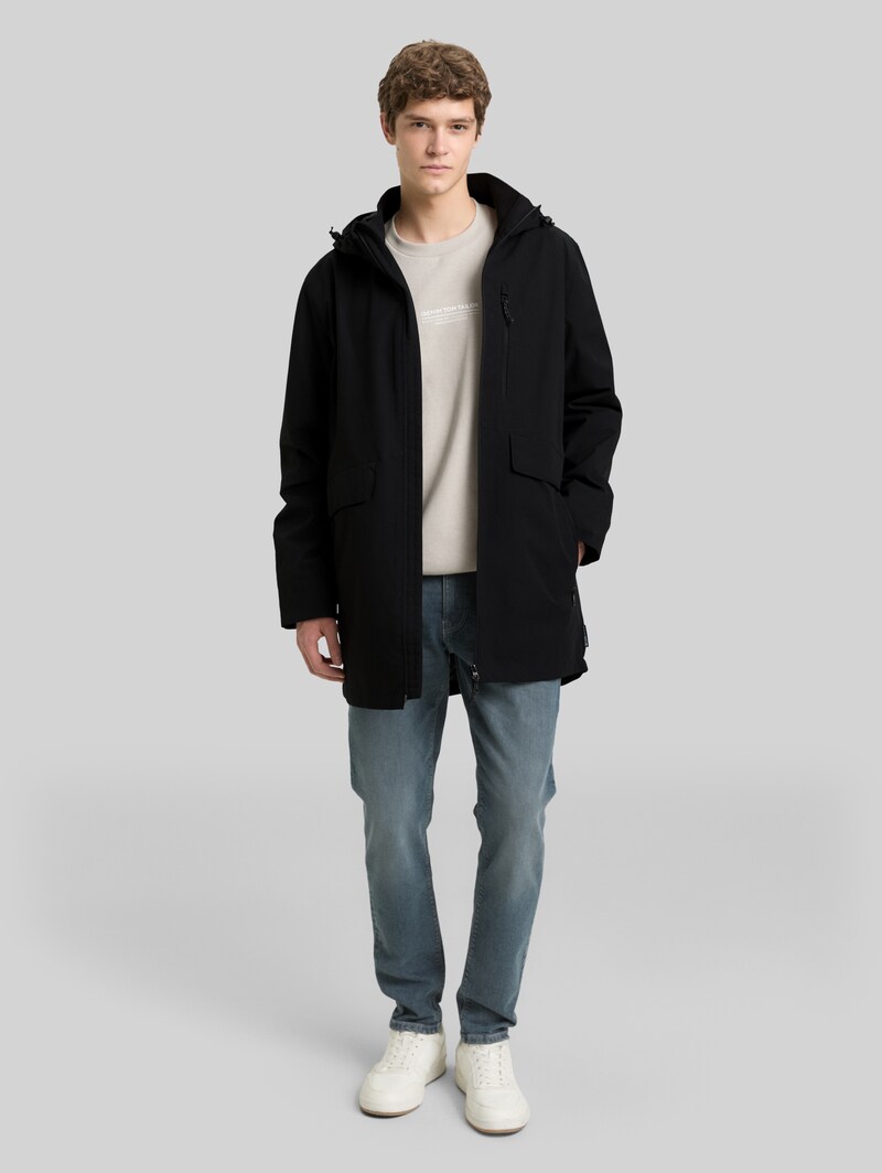 Tom Tailor Relaxed Fit Ultralight Funktionsjacke aus wasserabweisendem Material - Black