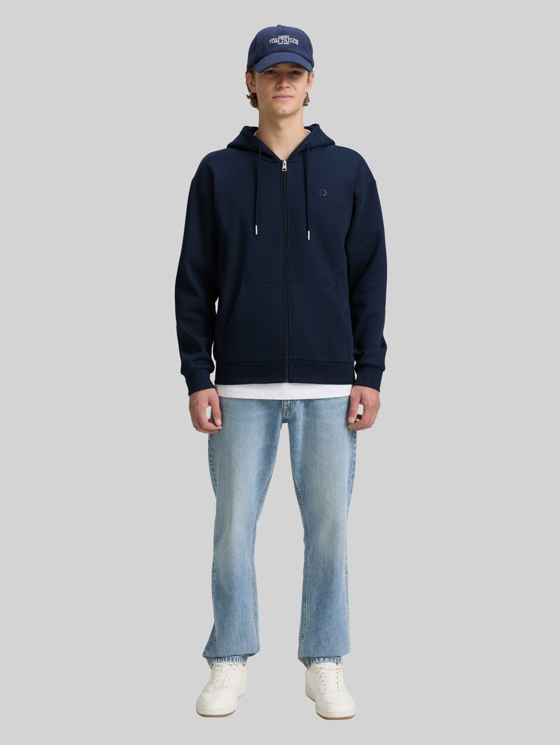Tom Tailor Hoodie Sweatjacke mit Logo-Print - Sky Captain Blue