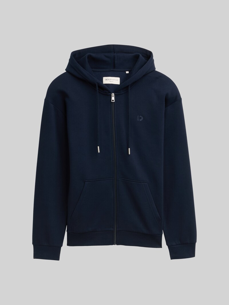 Tom Tailor Hoodie Sweatjacke mit Logo-Print - Sky Captain Blue