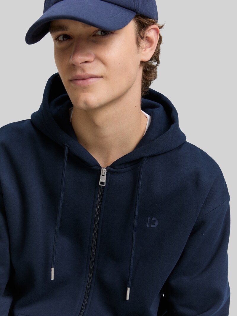 Tom Tailor Hoodie Sweatjacke mit Logo-Print - Sky Captain Blue