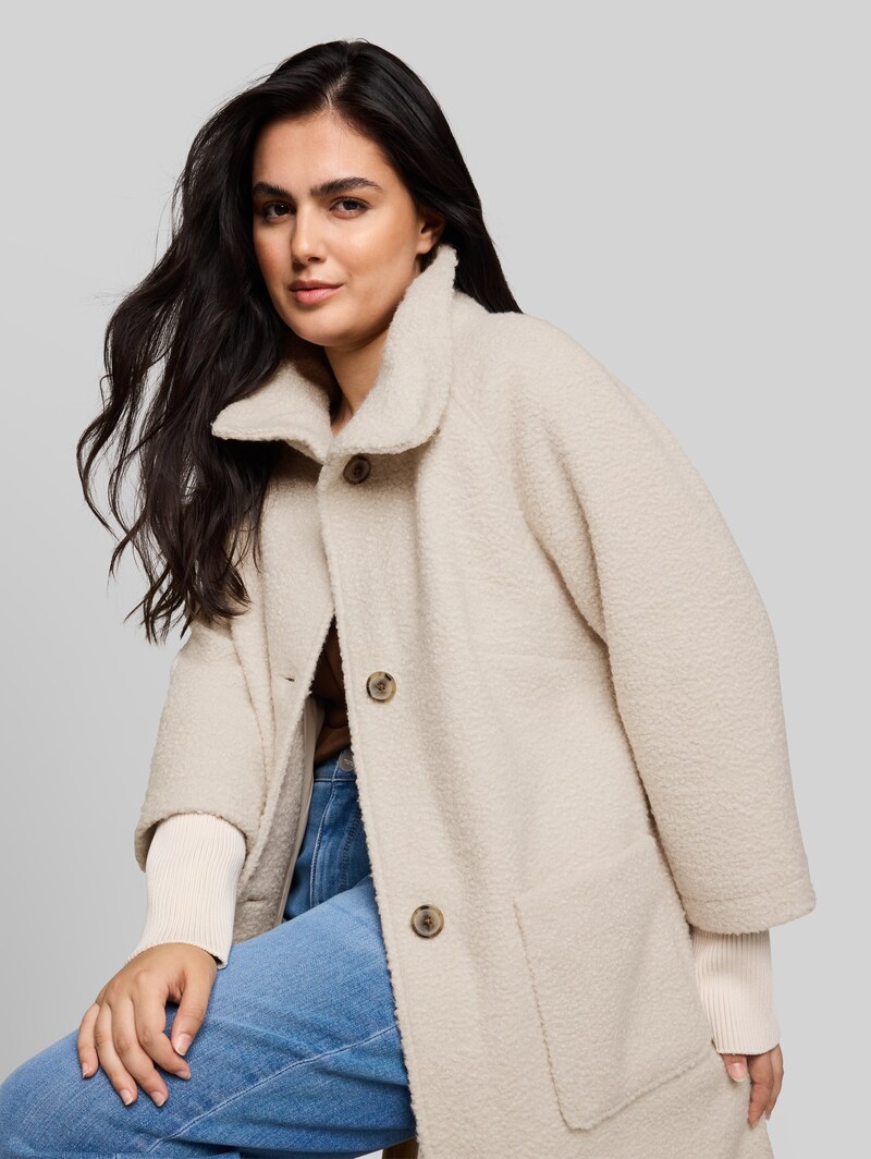 Tom Tailor Plus Size - Bouclé Mantel im 2-in-1-Look - Cold Beige