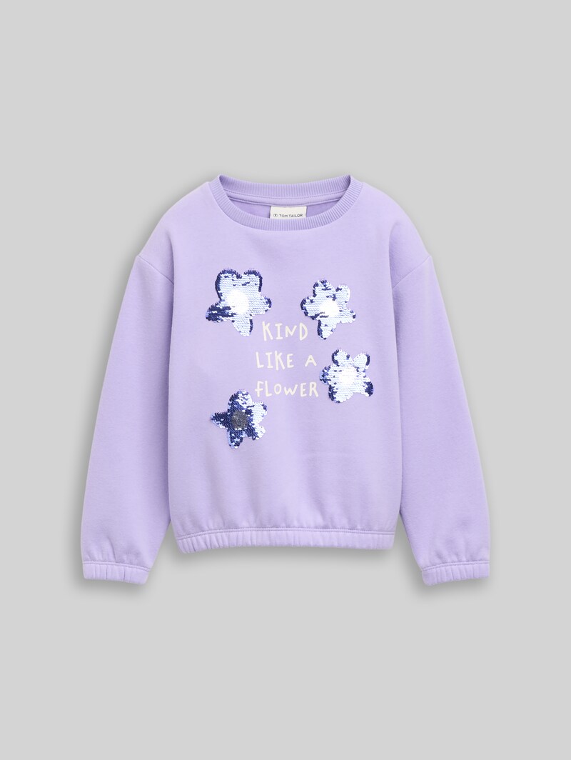 Tom Tailor Cropped Sweatshirt mit Wendepailletten - Sweet Purple