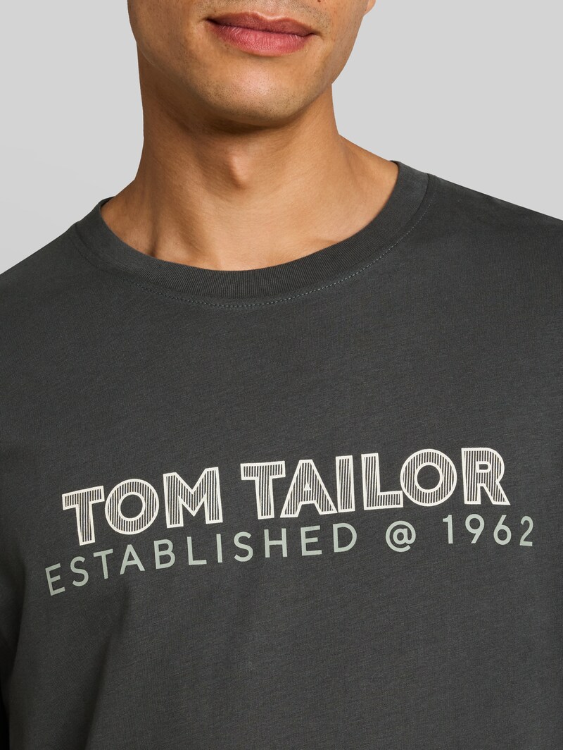 Tom Tailor Langarmshirt mit Logo-Print - Darkest Olive