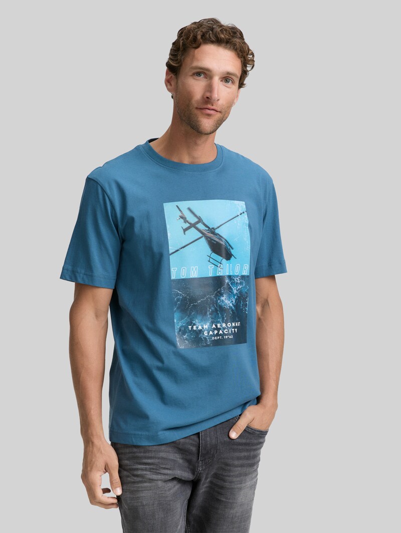 Tom Tailor T-Shirt mit Fotoprint - Real Teal Blue Tom Tailor T-Shirt mit Fotoprint - Real Teal Blue